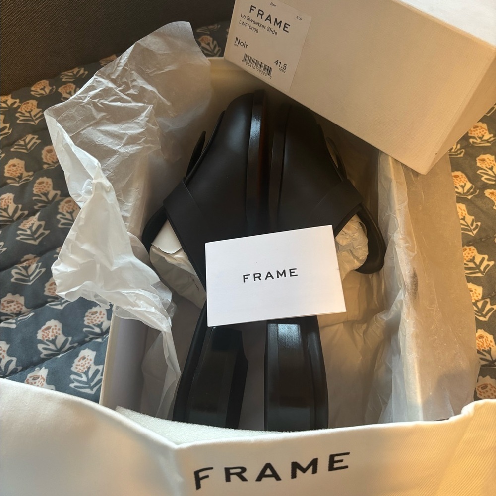 🖤 FRAME Le Sweetzer Leather Loafer Mule – Noir – Size 9.5/10 (41.5) NIB - Picture 5 of 11